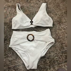 Old Navy White Textured Bikini Set Size Medium